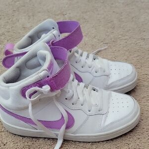 Nike White and Purple Women's Sneakers